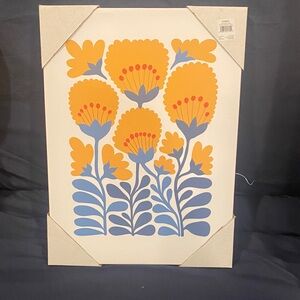 Floral Wall Art in Yellow and Blue on Canvas